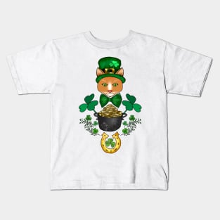 Ginger Cat Ready For St. Pat's Kids T-Shirt